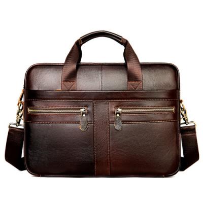 Genuine Leather Briefcase - 14 Inch Laptop Messenger Bag for Men