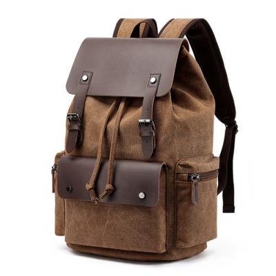 Genuine Leather Canvas Backpack Vintage Travel & School Rucksack