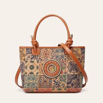 Wholesale Vintage Cork Tote Bag Eco-Friendly PU Leather Handbag